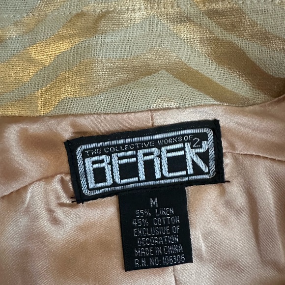 Berer Gold Metallic Zebra Print Jacket Linen Blend Size Medium - Picture 9 of 10